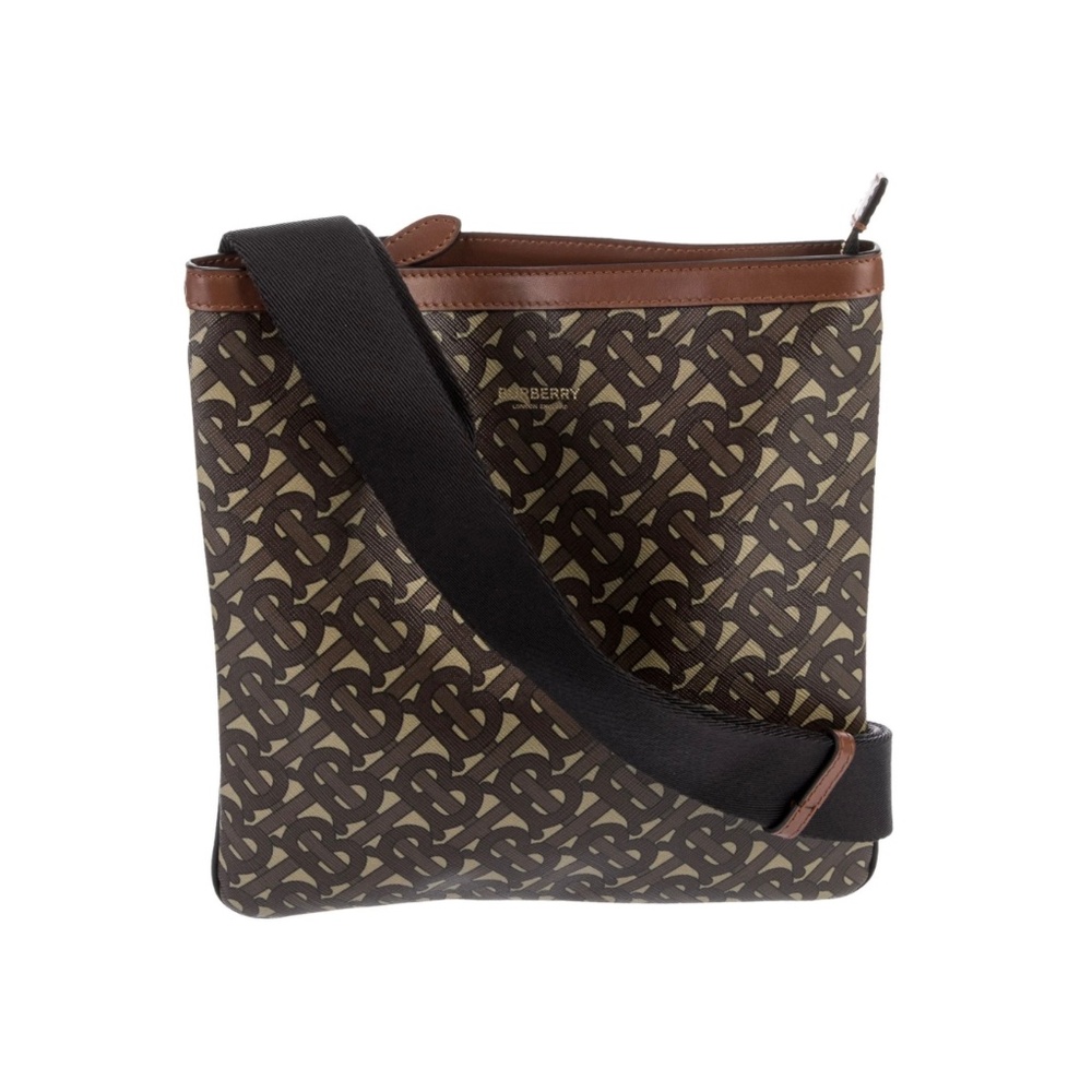 BURBERRY Logo Printed Coated Canvas Crossbody Bag